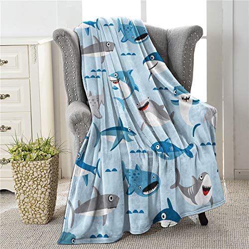 COLLA Shark Blanket for Boys Girls, Soft Plush Kids Throw Blanket Shark Gift for Shark Lovers Flannel Fleece Blanket Decor for Boys Room 50X40 Inch