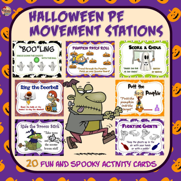 Halloween PE Movement Stations- 20 “Fun and Spooky” Activity Cards