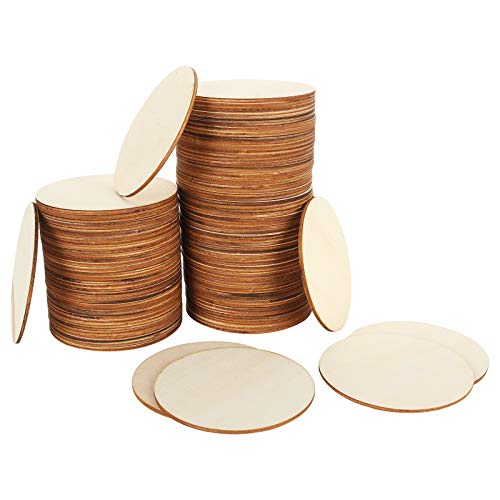 100 PCS 4 Inch Round Wood Pieces Unfinished Round Blank Wood, Natural Circle Wooden Cutouts for DIY Crafts, Painting, Staining, Carving, Coasters Making, Christmas, Home Decorations