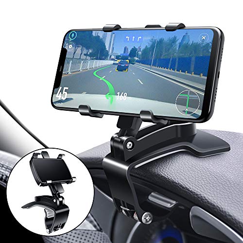 Car Phone Mount, FONKEN Cell Phone Holder for Car 360 Degree Rotation Dashboard Clip Mount Car Phone Stand Compatible for iPhone 11/ 12 Pro Max XS Max XR 8 8Plus 7 Samsung Galaxy S10 S9 S8 LG And More