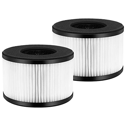 2-Pack BS-03 True HEPA Replacement Filter for PARTU & Slevoo BS-03 Air Purifier Part U & Part X, with 3-in-1 HEPA Air Filters（Not fit BS-01）