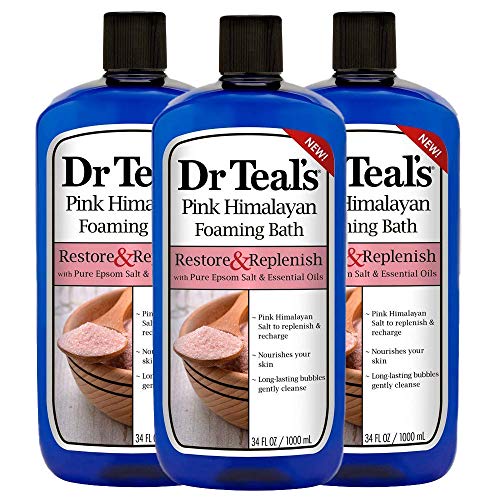 Dr Teal’s Pink Himalayan Salt Foam Bath Mothers Day Gift Set (3 Pack, 34oz Ea.) – Essential Bergamot & Sweet Orange Oils Blended with Pure Epsom Salt Soothes The Senses & Provides Relief from Stress