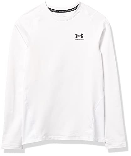 Under Armour Boys’ ColdGear Armour Long Sleeve T-Shirt , White (100)/Black , Youth Medium