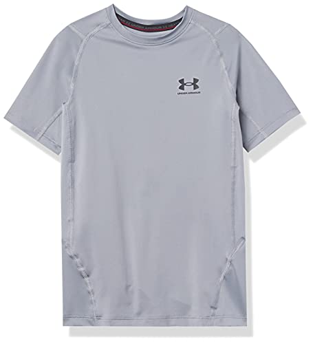 Under Armour Boys’ HeatGear Armour Short-Sleeve T-Shirt , Steel (035)/Black , Large
