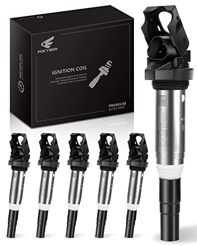 POCYBER Ignition Coil Pack Set of 6 for BMW Compatible with BMW 325i 325Ci 328i 330Ci 335i 525i 528i 530i 535i 545i X3 X5 M5 M6 Z4 Mini & more, Replaces OE# 12138616153