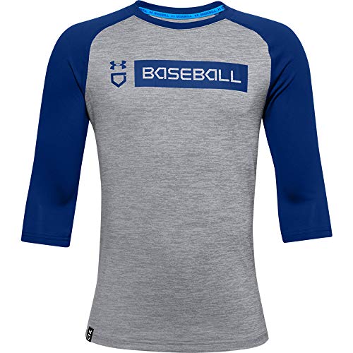 Under Armour Boys’ IL Utility 3/4 20 T-Shirt , Steel Full Heather (037)/Royal , Youth Large