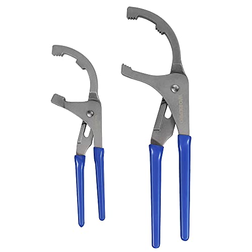 WORKPRO Oil Filter Wrench Set, 9″ & 12″ Adjustable Oil Filter Pliers Oil Filter Removal Tools, Ideal for Engine Filters, Cars, and Trucks, 2-piece