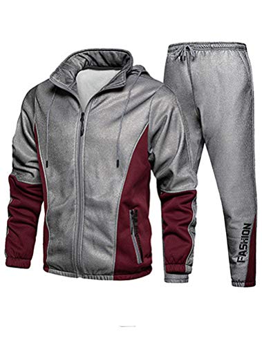 FTCayanz Men’s Tracksuit Set Athletic Full-Zip Sweatsuits Casual Sport Jogging Suits Activewear Gray XL