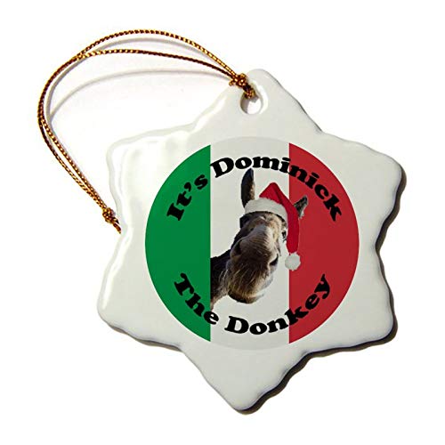 3 Inch Christmas Ornament, Dominick The Donkey Snowflake Ornaments Christmas Tree Decorative Hanging, Keepsake Gift Memorial Peace & Happiness Christmas Decorations