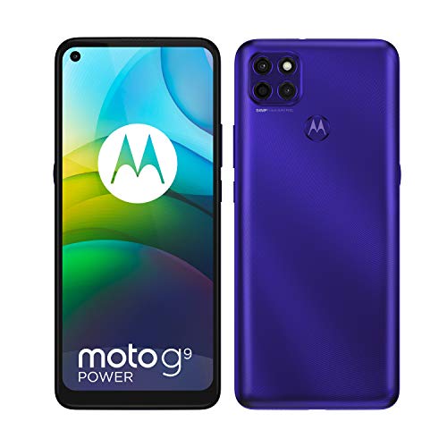 Motorola Moto G9 Power Dual-SIM Android Smartphone, 4G LTE, International Version (No US Warranty), 128GB ROM + 4GB RAM, Electric Violet – GSM Unlocked