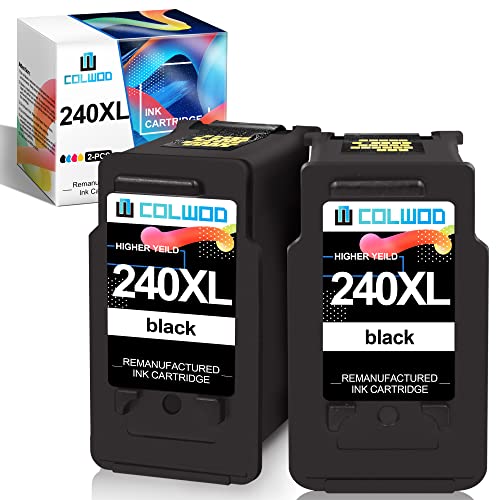 COLWOD Remanufactured 240 Black Ink Cartridge Replacement for Canon PG-240XL PG 240 Used with Canon Pixma MG2120 MG3122 MG3220 MX472 MG3522 MX372 MX439 TS5120 Printers (2 Black)…