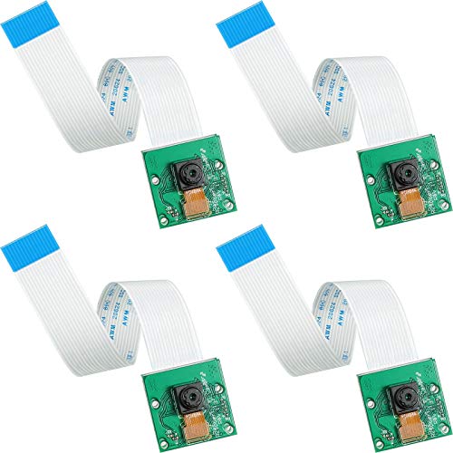 Weewooday 4 Pieces 5 Megapixels 1080p Sensor OV5647 Mini Camera Module with 6 Inch 15 Pin Ribbon Cable Compatible with Raspberry Pi Model A B B+, Pi 2 and Raspberry Pi 3, 3 B+, Pi 4