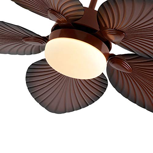Outdoor Paddle Fan Tropical Ceiling Fan 52″ Palm Frond Fan with LED Light Remote Control,3 Speed & 3 Lighting Colors & Smart Timing, Indoor/Outdoor Paddle Fan Quiet Coastal Ceiling Fan Light (52 in)
