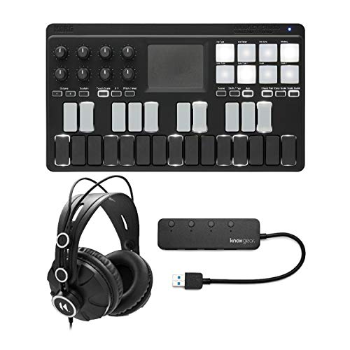 KORG nanoKEY Studio Mobile MIDI Keyboard Bundle with Knox Gear Closed-Back Studio Monitor Headphones & 4-Port USB 3.0 Hub (3 Items)
