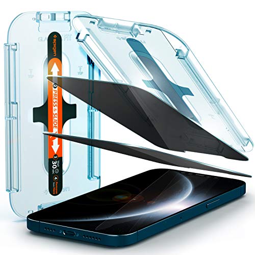 Spigen Tempered Glass Screen Protector [GlasTR EZ FIT- Privacy] Designed for iPhone 12 Pro Max – 2 Pack