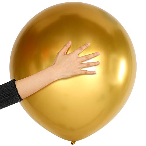 SKYLETY 10 Pieces 18 Inch Metallic Balloons Shiny Latex Balloons for Birthday Wedding Party Decoration (Gold)