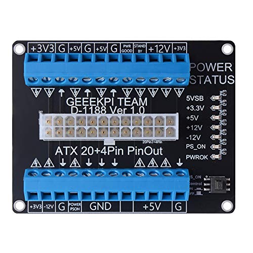 GeeekPi 24/20-pin ATX DC Power Supply Breakout Board Module Adapter, Terminal Block Breakout Module for Computer PC