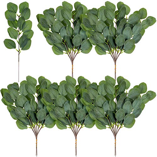 WILLBOND 30 Pieces Artificial Eucalyptus Leaf Stem Long Eucalyptus Artificial Greenery Leaves for Wedding, Holiday, Garden, Home, Office, Greens Decor
