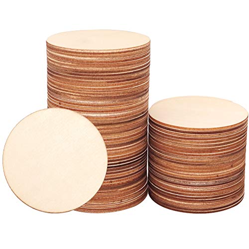 80pcs Unfinished Wood Circle 3 Inch Wooden Circles for Crafts for Wooden Coasters, DIY Crafts and Home Decoration Blank Wood Slices Children and Students DIY Props Circle Canvas