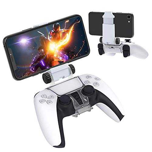 SUNKY Controller Phone Mount for PS5 – Adjustable Wireless Controller Phone Clip Mount Holder Clamp Compatible with Playstation 5 Dualsense Controller