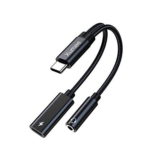 USB Type C to 3.5mm Headphone and Charger Adapter,2-in-1 USB C to Aux Audio Jack Hi-Res DAC and Fast Charging Dongle Cable Cord Compatible with Pixel 4 3 XL, Galaxy S21 S20 S20+ Plus Note 20 (Black)