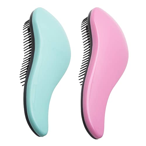 WYNK Detangler Brush – 2-Piece Value Set – Wet Detangling Hair Brush,Professional No Pain Detangler for Women,Men,Kids (2 Pack, Green&Pink)