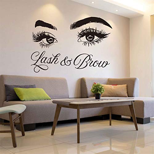 Lash & Brow Wall Decal Eyelash Extension Beauty Salon Decoration Make Up Room Wall Stickers LL300 (Black)
