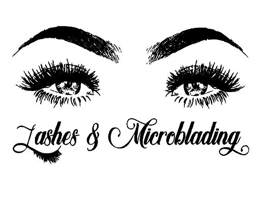 Lashes & Microblading Eyelash Beauty Salon Home Decor Wall Stickers Decals Windows Decoration Mural LL303 (Black)