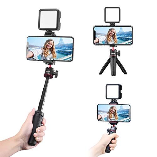 ULANZI Smartphone Vlogging Kit with Adjustable Handle Grip, Mini Tripod, Dimmable LED Light – YouTube, TIK Tok, Vlogging Equipment for iPhone/Android Smartphone Video Kit (ST-02S)