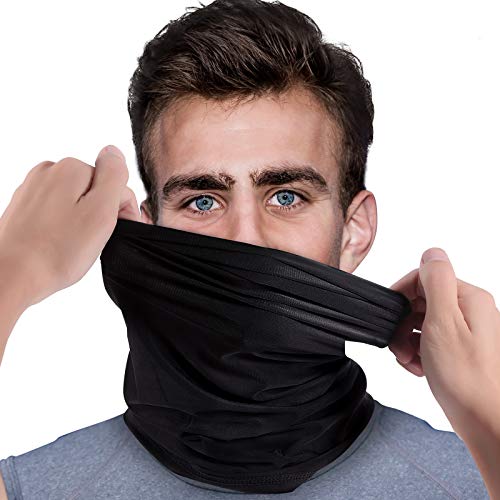 Cooling Neck Gaiter Bandana Face Mask for Men Neck Gaiters Summer Half Face Scarf Cover Sun UV Protection for Cycling (Black)