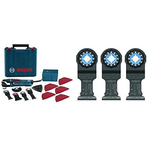 BOSCH Power Tools Oscillating Saw MultiTool Kit, 32 Accessories and Case & Starlock Carbide Plunge Cut Oscillating Multi-Tool Blade Set, 1-1/4“ OSL114C-3, P