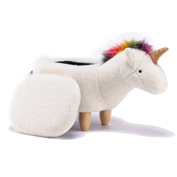 Home 2 Office Unicorn Childrens Size Animal Storage Ottoman Furniture for Bedroom, Rainbow