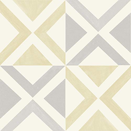 FloorPops FP3565 Isosceles Peel Stick Floor Tiles, White & Off-White