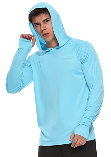 LABEYZON Men’s UPF 50+ Sun Protection Hoodie Shirts Long Sleeve SPF/UV Sun Shirts Outdoor Hiking Running Fishing Shirts with Thumbholes (Blue M) | The Storepaperoomates Retail Market - Fast Affordable Shopping