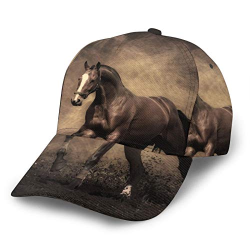 Men’s Outdoor Activity Breathable Hat Sun Protected Baseball Cap (Animal Black Wild Horse)