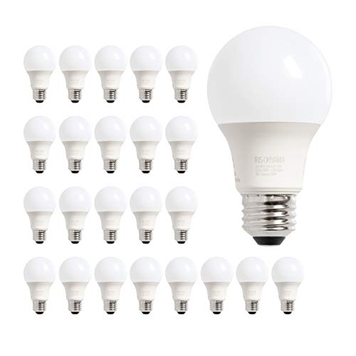 IRIS OHYAMA Non-Dimmable A19 LED Light Bulb with 20,000 Hours (18 Years) Life Span, 2700K 9W (60W Equivalent), Soft White, 24 Pack