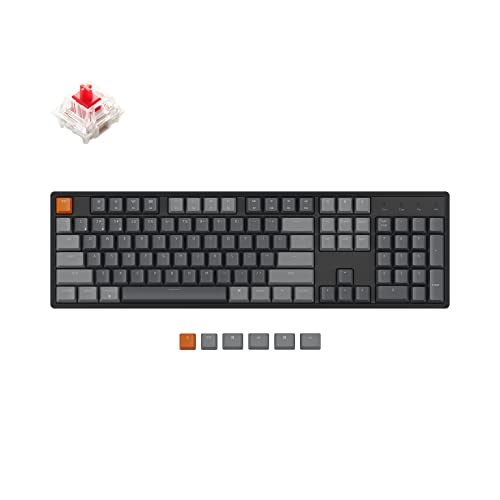 Keychron K10 Full Size 104 Keys Bluetooth Wireless/USB Wired Mechanical Gaming Keyboard for Mac with Gateron G Pro Red Switch/RGB Backlight/Multitasking Computer Keyboard for Windows, Aluminum Frame