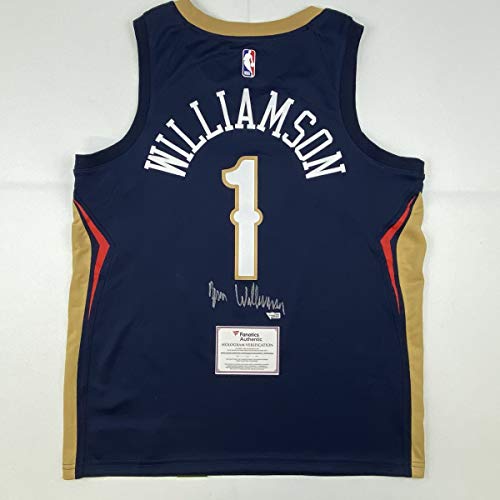 Autographed/Signed Zion Williamson New Orleans Pelicans Blue Swingman Nike Basketball Jersey Fanatics COA