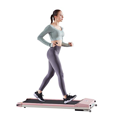 UMAY Under Desk Treadmill for Home & Office with Foldable Frames Walking Jogging Machine Small Flat Treadmill Machine with Low Noise & Sports App for Small Spaces