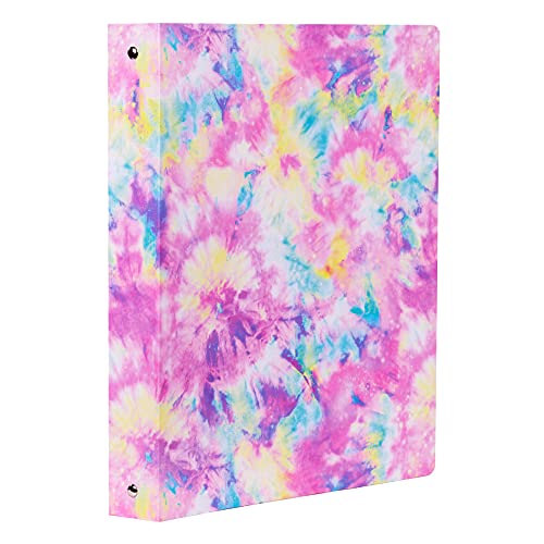 Steel Mill & Co Cute Decorative Hardcover 3 Ring Binder for Letter Size Paper, 1 Inch Round Rings, Colorful Binder Organizer for School/Office, Tie Dye