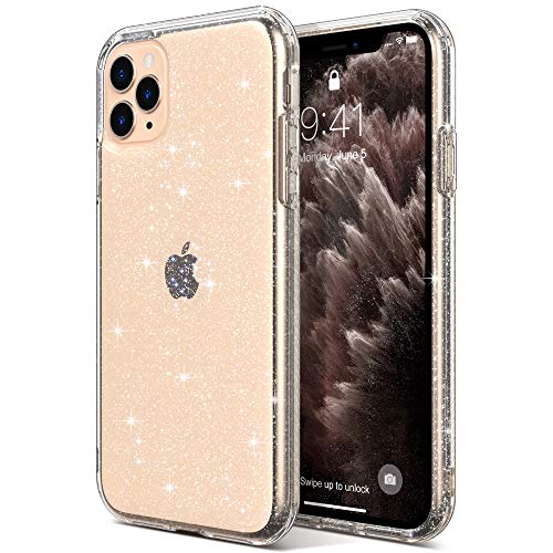 ULAK Compatible with iPhone 11 Pro Max Case Clear Glitter, Cute Bling Sparkle Hybrid Soft TPU Protective Phone Cover Designed for Women Girls, Slim Thin Bumper Cover for iPhone 11 Pro Max, Glitter