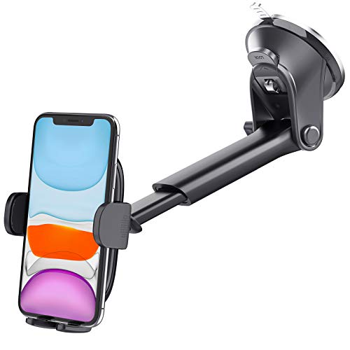APPS2Car Suction Cup Car Phone Holder Mount, Dashboard/Windshield/Window Phone Holder for Car with Ultra Sticky Gel Pad, Compatible with iPhone, Samsung, All Cellphone, Thick Case & Big Phone Friendly