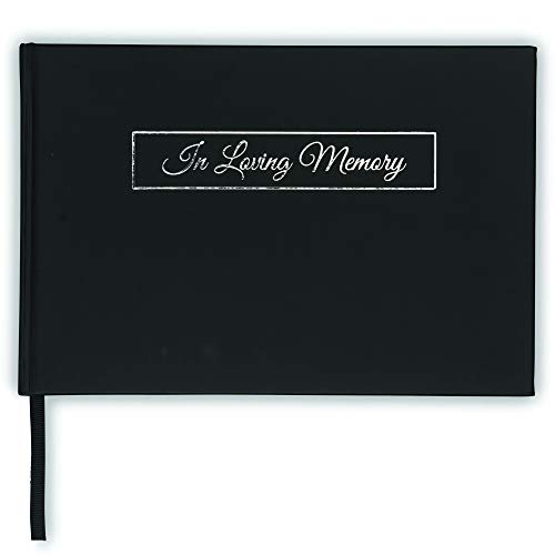 Samsill In Loving Memory Hardcover Guest Book, Debossed in Loving Memory, 9 x 6 Inch Signature Book for Funeral, Memorial Service, Celebration of Life Sign in Book with 120 Pages of Signature Lines for Guests, Black
