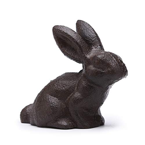 BRASSTAR Cast Iron Rabbit Statue 3.1”Garden Home Office Desk Decor Paperweight Collection Animal Figurine TQZDPT44