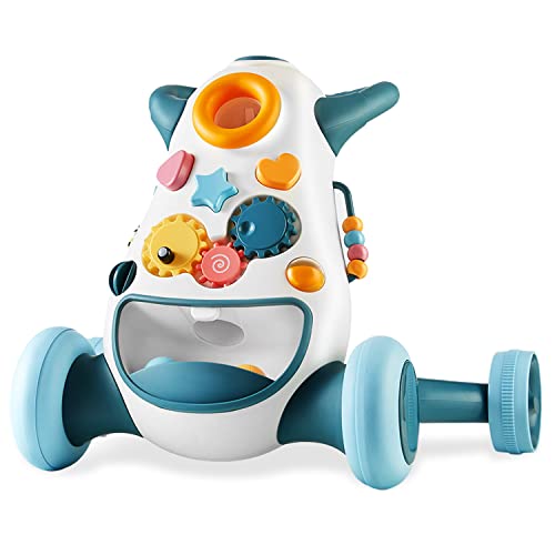 KÜB Interactive Baby Push Walker | Aquamarine | Locking Wheels | Safe & Stable Design | Activity Walker | Baby Walker Toy | Toddler Push Toy | Learning Walker Toy | Infant Toys