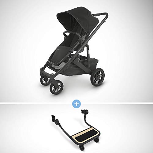 UPPAbaby Cruz V2 Stroller – Jake (Black/Carbon/Black Leather) + Piggyback for Cruz V2