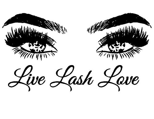 Live Lash Love Beauty Salon Wall Decoration Stickers Make Up Store Decals LL415 (Black)
