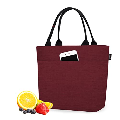 Aosbos Leakproof Lunch Bags for Women Insulated Lunch Bag Lunch Box Tote Bag Cooler Bag Loncheras Para Mujer Lunch Tote Lunchboxes Women for Work Outdoor Travel Picnic Gym-Claret