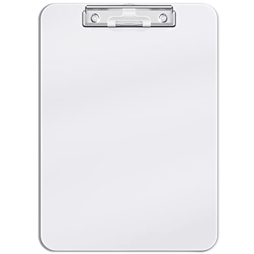Hongri Plastic Clipboard, White Clipboard Standard A4 Letter Size Clipboards for Nurses, Students, Office and Women, Clipboard with Pen Holder and Low Profile Clip, Size 12.5 x 9 Inch, (White)