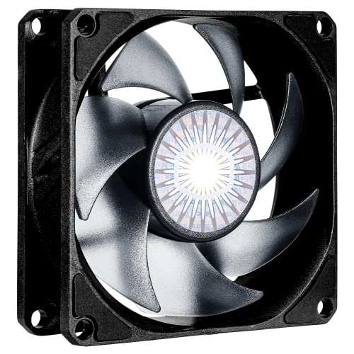 Cooler Master SickleFlow 80 All-Black Square Frame Fan, Air Balance Curve Blade, Sealed Bearing, 80mm PWM Control for Computer Case & Air Coolers